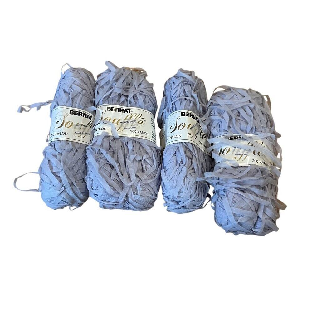 BERNAT SOUFFLE 100% Nylon Yarn 200 Yards Each Pearl Gray 4 Skeins NEW